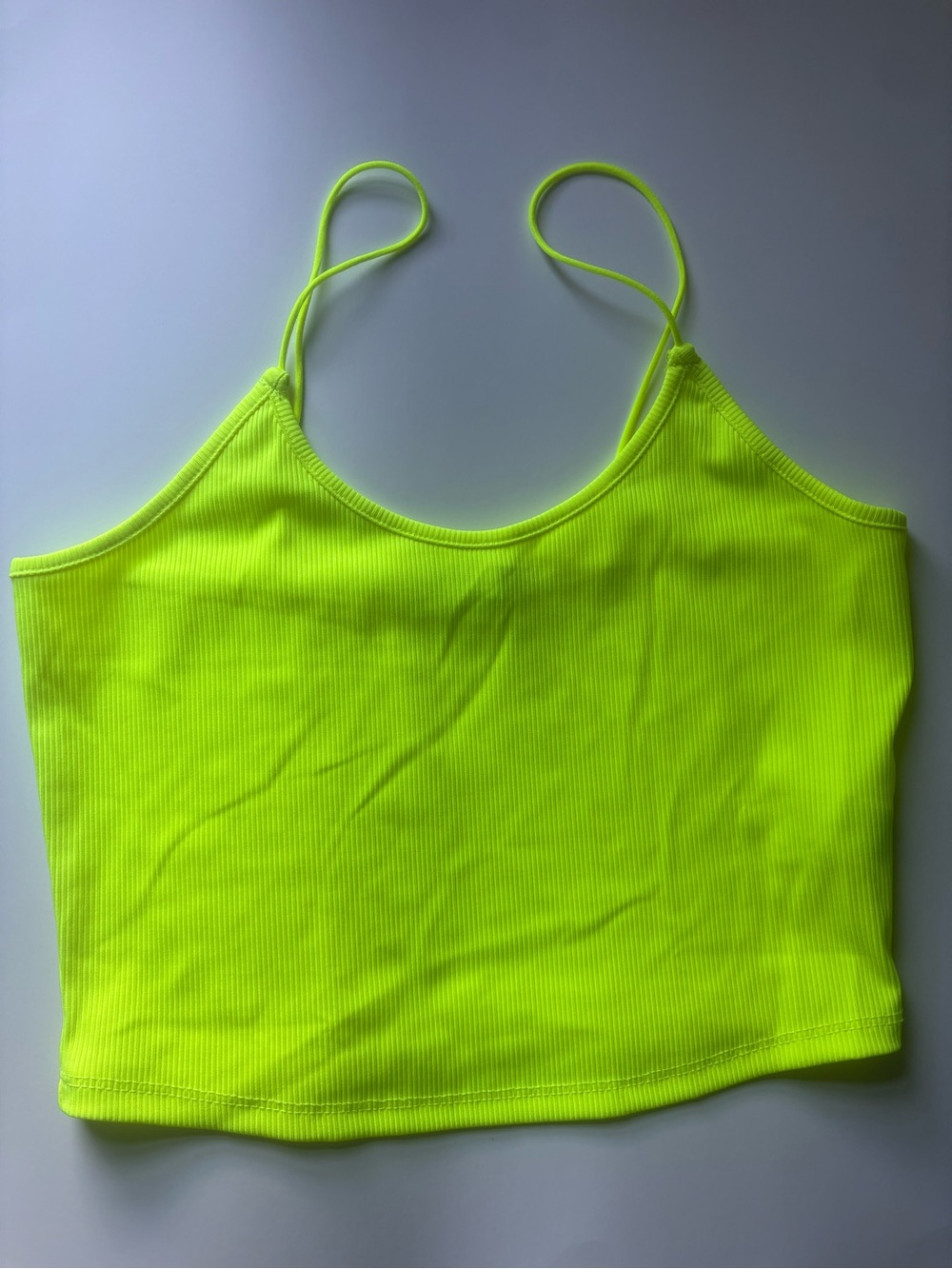 love J Neon Yellow Ribbed Bandeau Crop Top
